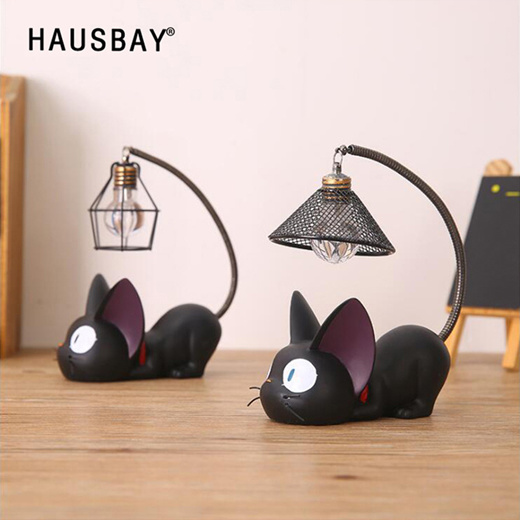 black cat resin night light