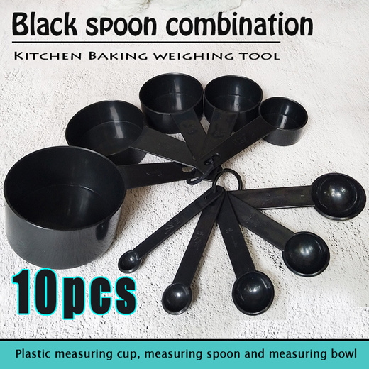 10pcs Black set plastic measuring spoons Baking measuring spoons Household  weighing tool spoons