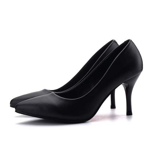 female black leather shoes