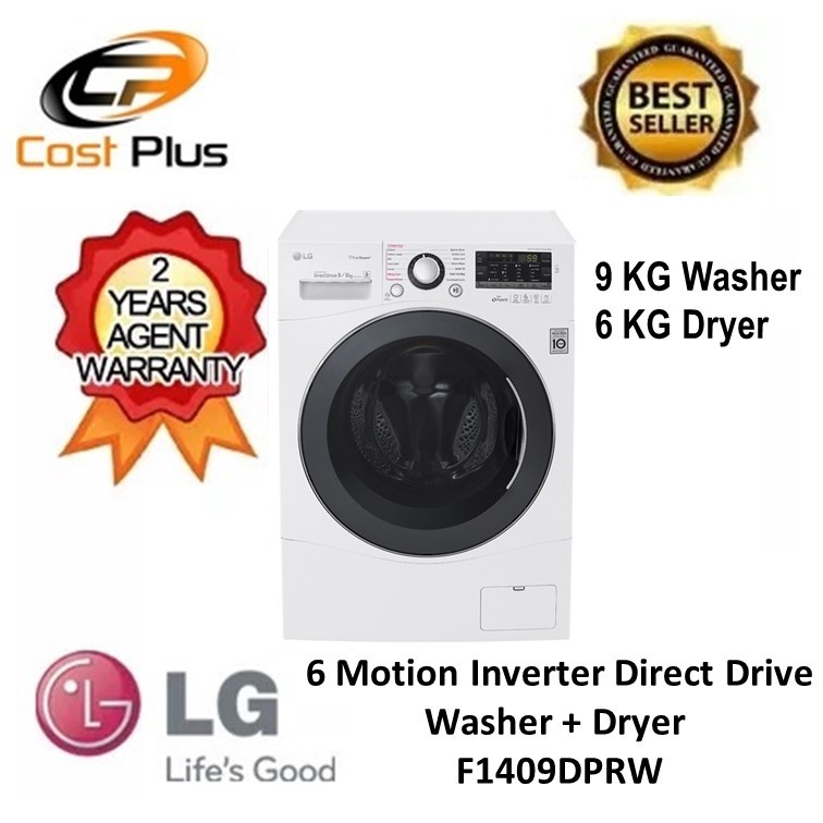 Qoo10 Lg Lg 9 6kg 6 Motion Inverter Direct Drive Washer Dryer F1409dprw 1 Major Appliances