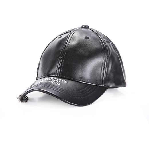 mens black leather baseball cap