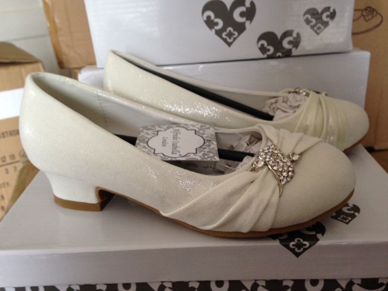 ivory satin flower girl shoes