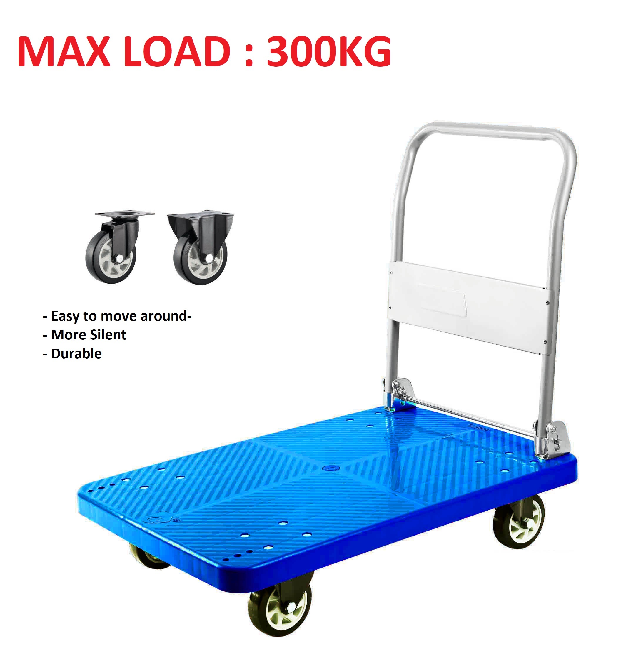 Qoo10 300kg Foldable PVC Platform Hand Truck Trolley Heavy Duty With