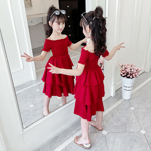 girls red summer dress