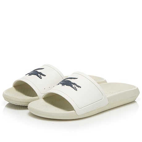 lacoste slippers white
