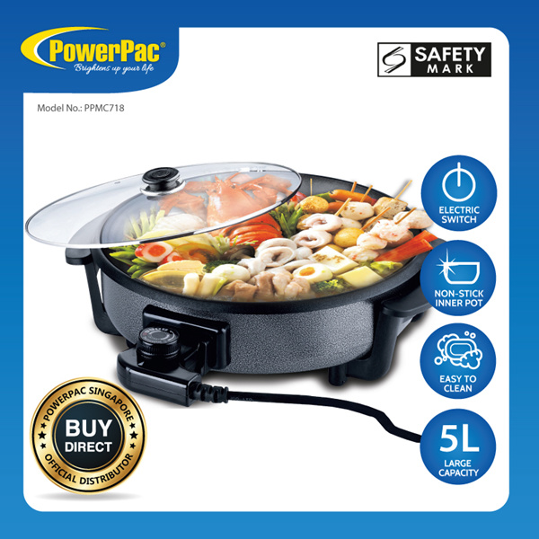 PowerPac 5L Multipurpose Steamboat pot  Cooker with Non-stick inner pot (PPMC718)