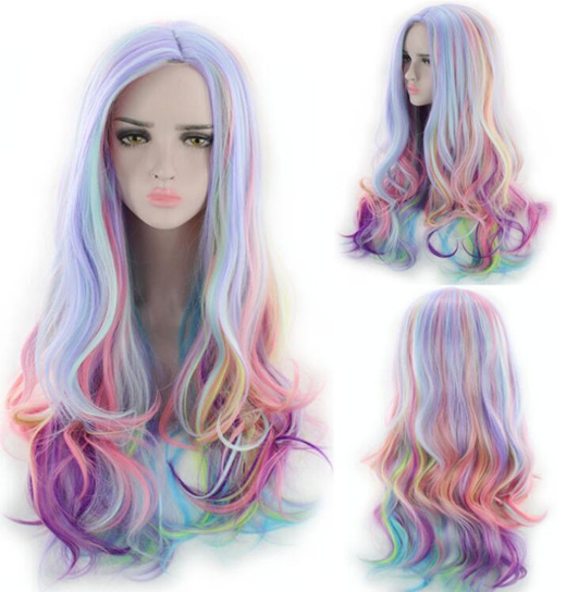 rainbow wig long