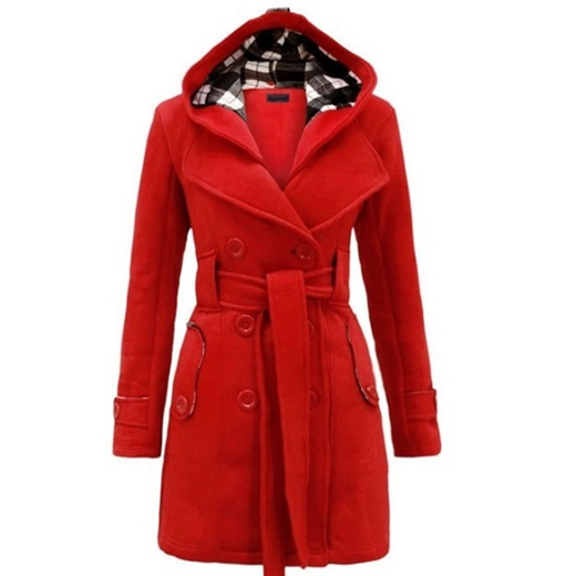 women's red winter coat with hood