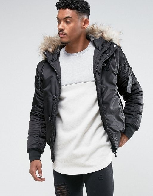 bomber jacket with fluffy hood