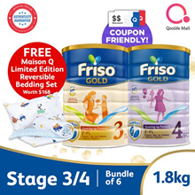[FRISO][Bundle of 6] Friso Gold Stage 3/Stage 4 (1.8kg) - Free Maison Q Bedding Set (worth $168)