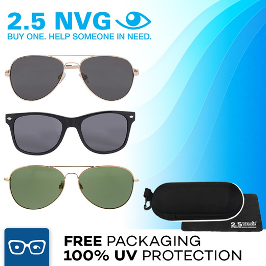 2.5 NVG UV Protected Black Cateye Sunglasses