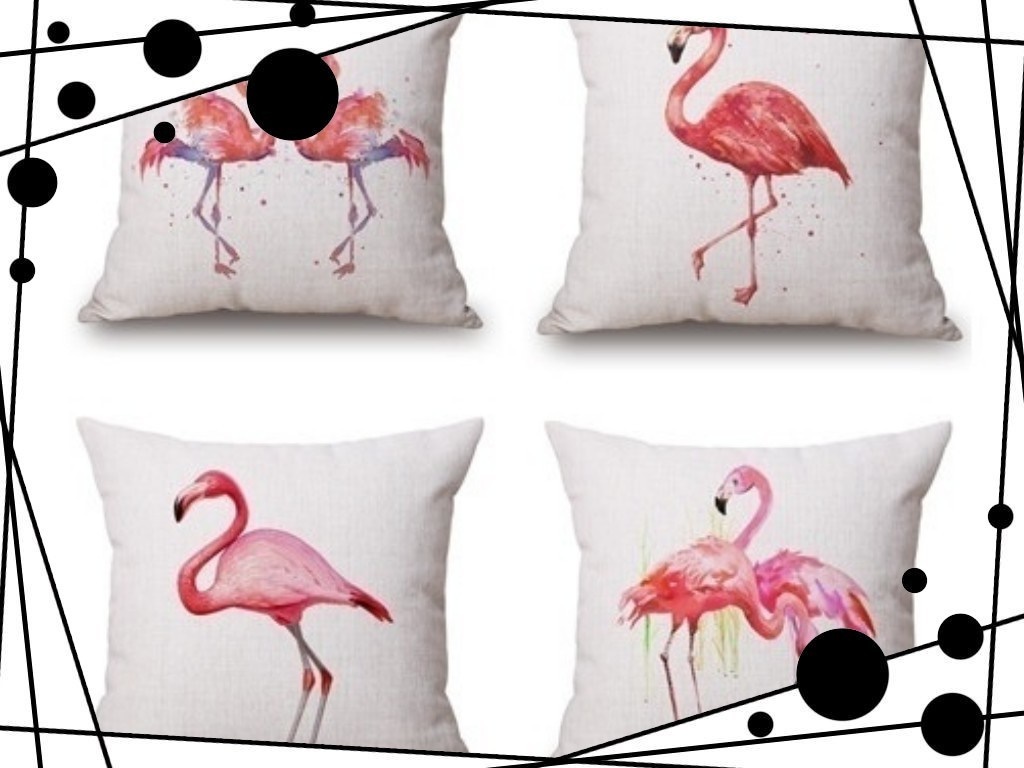 Flamingo Linen Cushion Cover Throw 