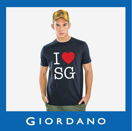 [S$6.00](?69%)[Giordano]Giordano Men I Love SG Printed T-Shirt