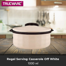 Trueware Regal Serving Casserole 1000 ml Off White Inner Stainless Steel