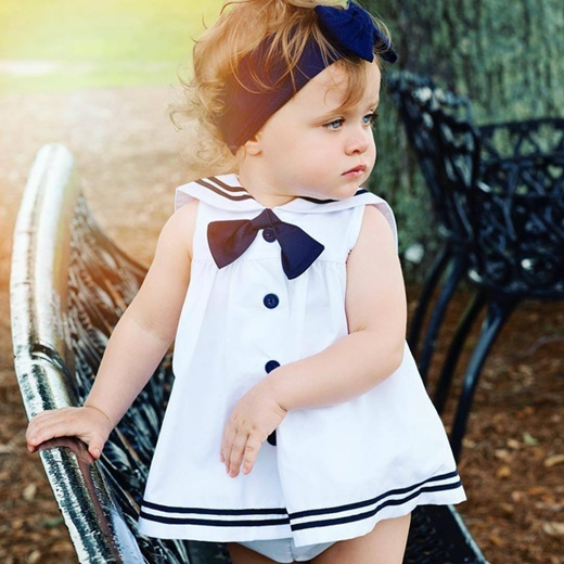 Qoo10 Baby Girls Sailor Marine Navy Romper Onesie Outfit dress