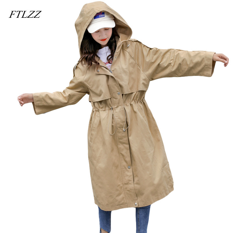 ladies long trench coat with hood