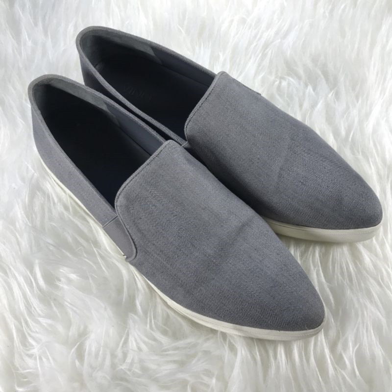 Vince Gray Canvas Pointed Toe Sneakers 