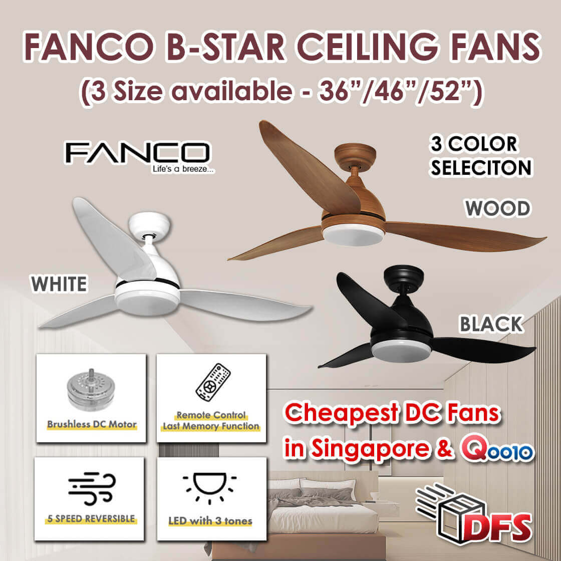 Qoo10 - Fanco Ceiling Fan B-STAR Type Three Size And Color18W LED Tri ...