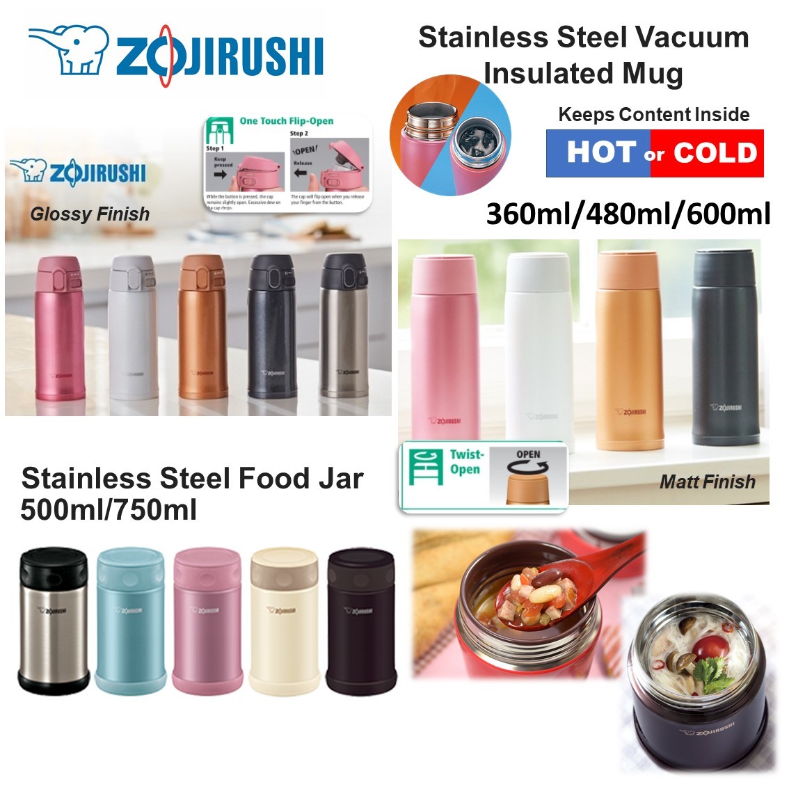 Qoo10 - [zojirushi] Genuine ZOJIRUSHI Stainless Steel Vacuum Thermos 