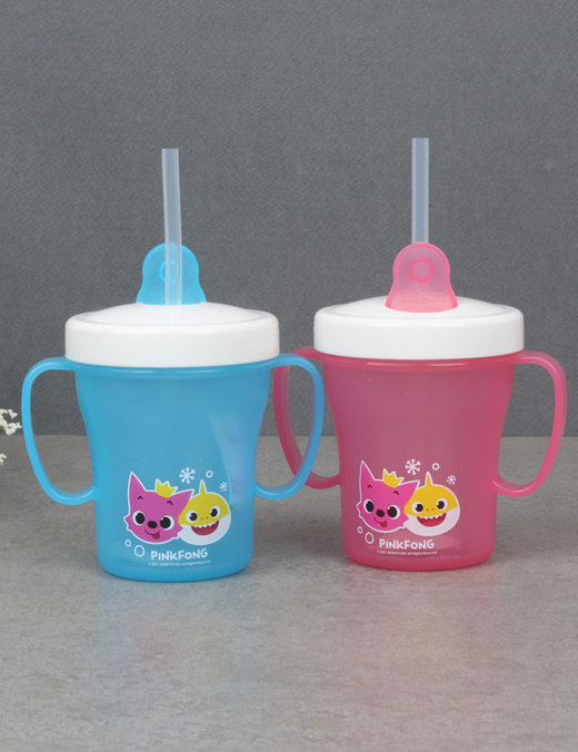 Edison Pinkfong No-Spill Straw Cup 200ml BPA Free Toddler Baby Drinking PK Korea 