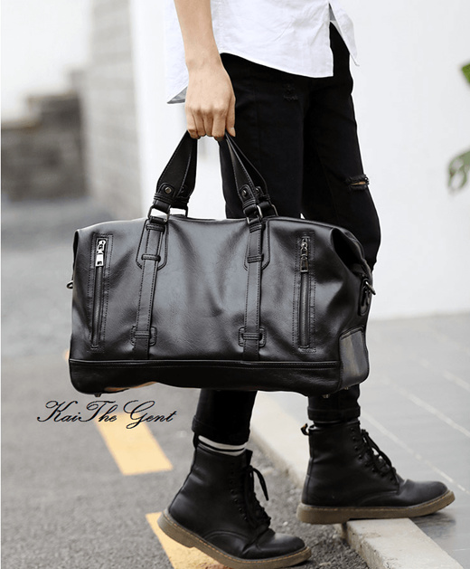 men's leather gym bag