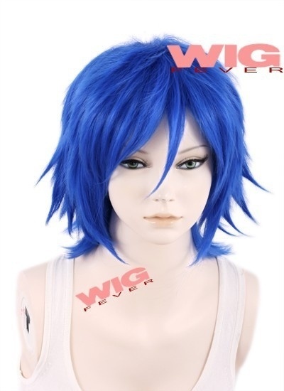 short dark blue cosplay wig