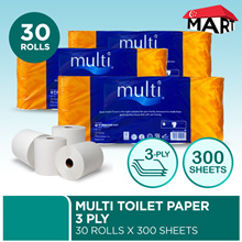 [Cheapest 3PLY 300s] Multi 3Ply Toilet Paper 30 Rolls x 300s Ultra Soft | More Sheets | Tissue Paper