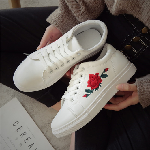 white shoes with roses