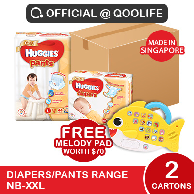 [Kimberly Clark] 2 x CARTON SALE: Huggies Gold Diapers/ Pants *FREE PINKFONG MELODY PAD*