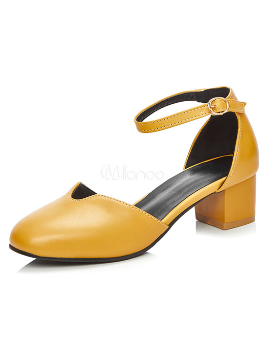 yellow low heels