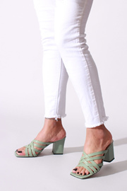 Fashion Style Women s Mint Leather Slippers Sandals And Slippers