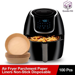 US Stock Air Fryer Disposable Paper Liner, 100 Pcs Baking Parchment Paper  Sheets, Round Non-stick Air Fryer Liners 