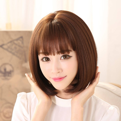 Dikalan Silk Air Bangs Wig Women Short Hair Fashion Bobo Bobo Korea Fluffy Cute Short Hair Dark Brow