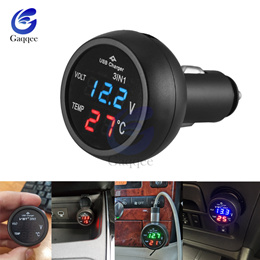 DROK Digital Voltage Temperature Monitor, Car Charger USB Charge for Car  Battery Voltmeter Thermometer 12V 24V