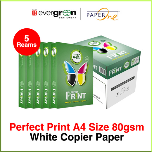 [SG]Perfect Print A4 Size 80gsm White Copier Paper [Evergreen Stationery](5 Reams per Carton)