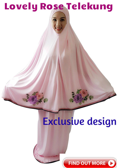 Qoo10 - Exclusive Telekung Lycra w Rose Design * Muslimah 