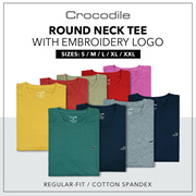 ★CROCODILE OFFICIAL STORE★ CASUAL WEAR | COTTON SPANDEX ROUND NECK TEES/TSHIRT