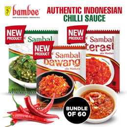 [Bundle of 60 Sachets] New Bamboe Best Indonesian Sambal - Chilly Sauce All Kind of Flavors