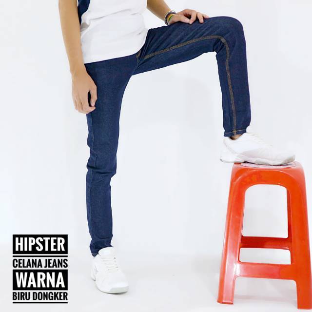 Celana Jeans Pria Hipster Biru Dongker