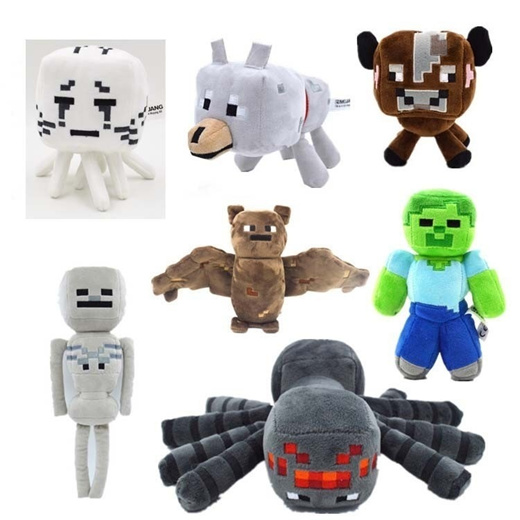 Qoo10 Minecraft Plush Toys Ghast Wolf Cow Skeleton Zombie Bat Spider Toys