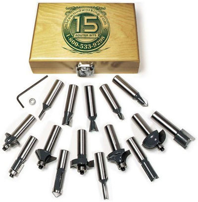 Mlcs 8377 15 Piece Router Bit Set With Carbide Tipped 1 2 Inch Shanks