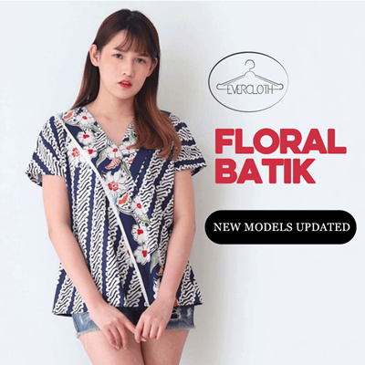 Qoo10 Evercloth Floral Batik Top Atasan Batik Wanita 