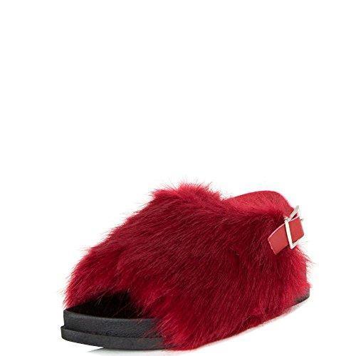 cape robbin faux fur slides