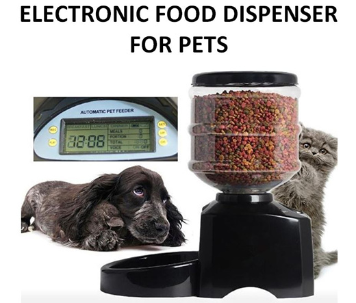 Electronic food shop dispenser for pets