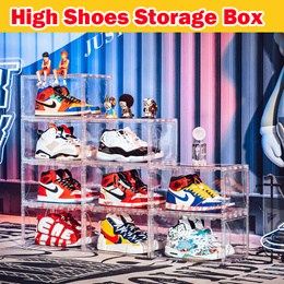 2pcs Large Clear Shoe Box Hard Plastic Stackable, Shoe Containers Shoe  Storage Organizer Box with Magnetic Door, Heavy Side Open Shoe Box for  Display Sneakers, Easy Assembly