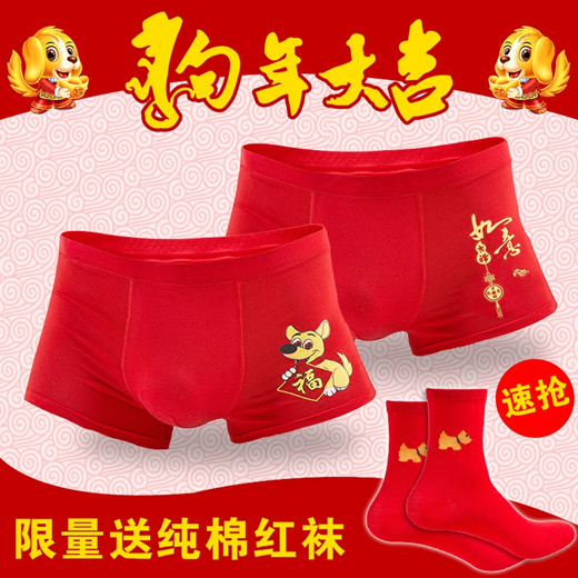 Children Boys red underwear 12 year of fate in the child 15 years old boy  13 big red dog suit cotton