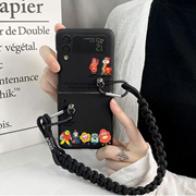 For Samsung Galaxy Zflip3 ZFlip4 5g Korean black small monster handrope case cover Z Flip 3 4