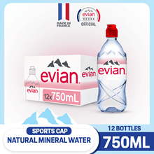 Evian Natural Mineral Water with Sports Cap 750ml (12 x 750ml) < Evian <  Water (Plain)
