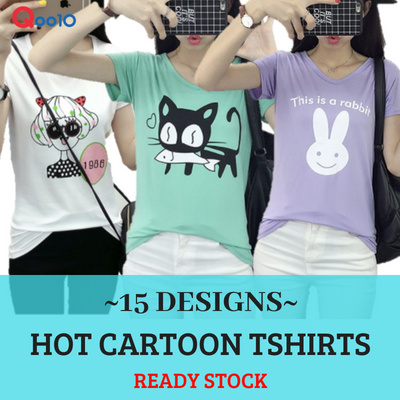 [BUY 3 IN 1 SHIPPING](Ready Stock) Hot Women T-Shirts Short Sleeve cute clothing Deals for only RM17.64 instead of RM22