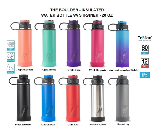 EcoVessel Boulder 20oz - Trimax Insulated Stainless Steel Water Bottle Summer Sun